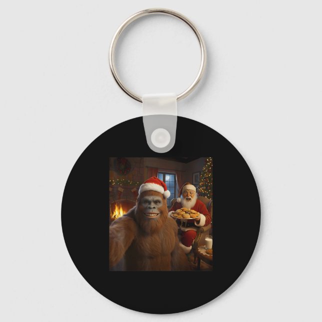 Porte-clés Bigfoot Selfie With Santa Claus Funny Christmas Me (Recto)