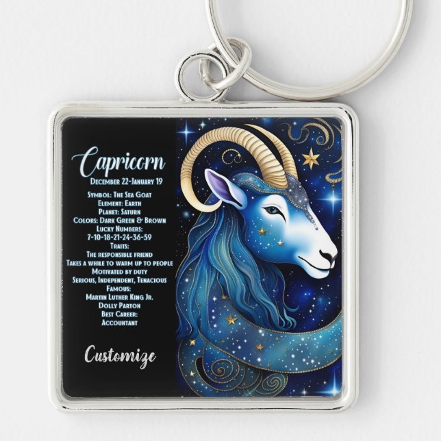 Porte-clés Bijou personnalisé Galaxie Zodiac Capricorne (Devant)