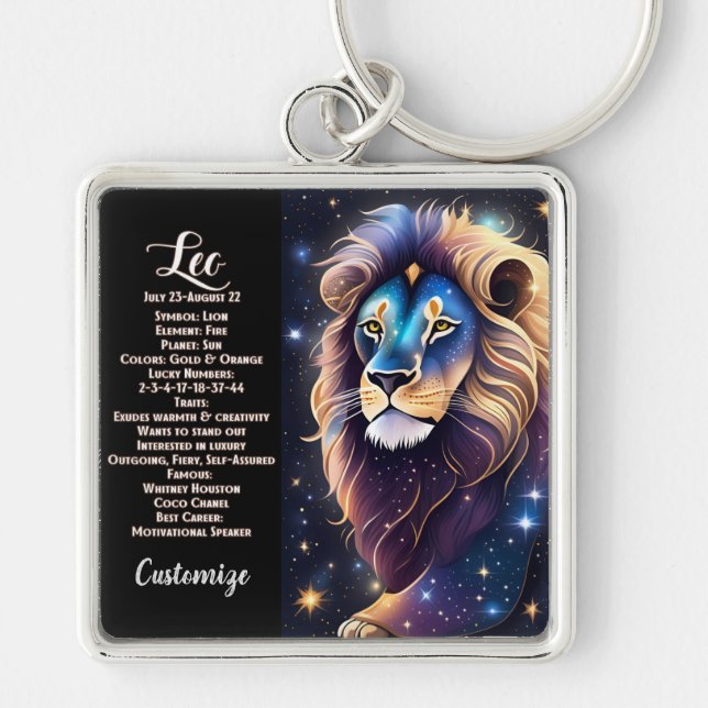 Porte-clés Bijou personnalisé Galaxie Zodiac Leo (Devant)