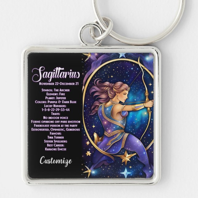 Porte-clés Bijou personnalisé Galaxie Zodiac Sagittaire (Devant)