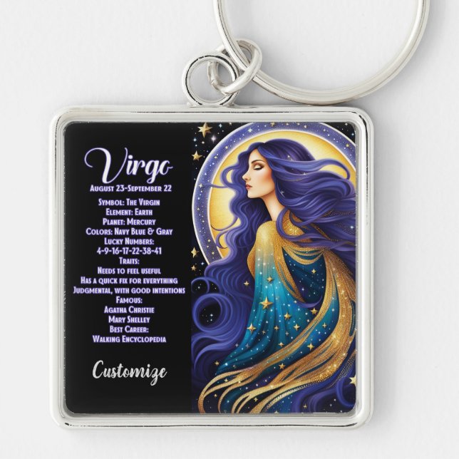 Porte-clés Bijou personnalisé Galaxie Zodiac Virgo (Devant)