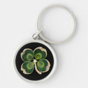 Porte-clés Bijou Shamrock Gold Saint Patrick avec perles