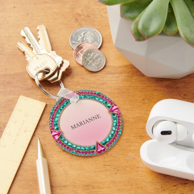 Porte-clés Bijoux rose et turquoise (Bureau)