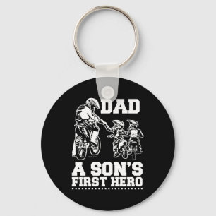 Porte-clés Biker papa père Deux enfants fils Motocross Motorc
