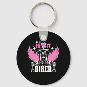 Porte-clés Biker Retrovintage Mon Coeur Appartient À Un Biker