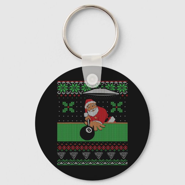 Porte-clés Billard piscine laide style pull de Noël (Recto)