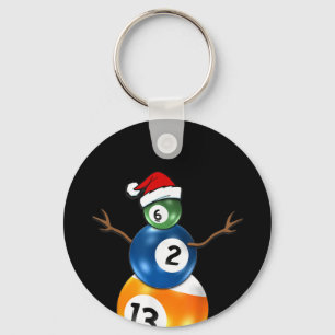 Porte-clés Billard Snowman de Noël avec billard billard bill