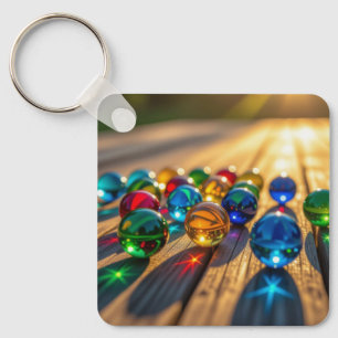 Porte-clés billes colorées 