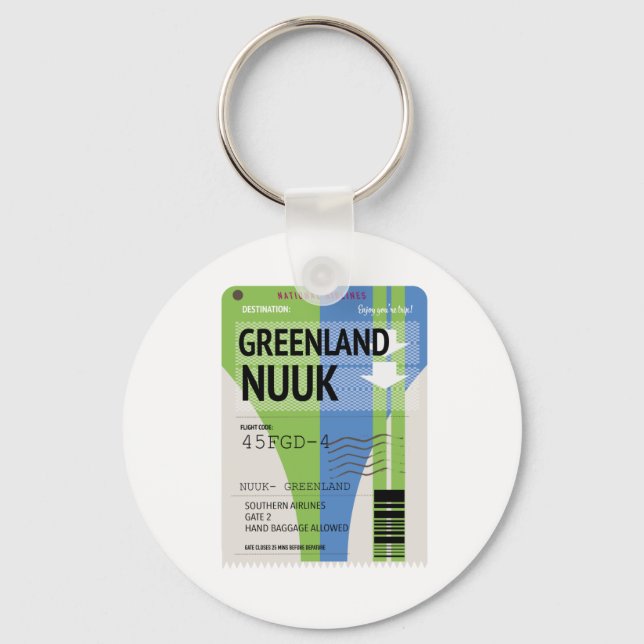 Porte-clés Billet voyage Nuuk du Groenland (Recto)