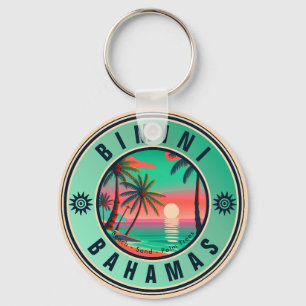 Porte-clés Bimini Bahamas Retro Sunset Travel Souvenir 1950