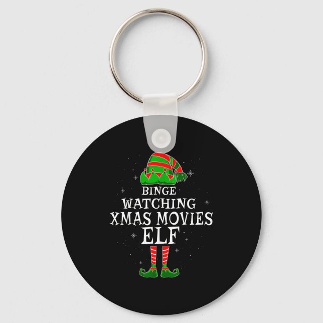 Porte-clés Binge Watching Xmas Movies Elf Matching Family Chr (Recto)