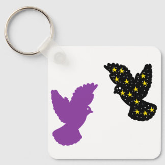 Porte-clés Birds Keychain – Dual Feather Silhouette Design