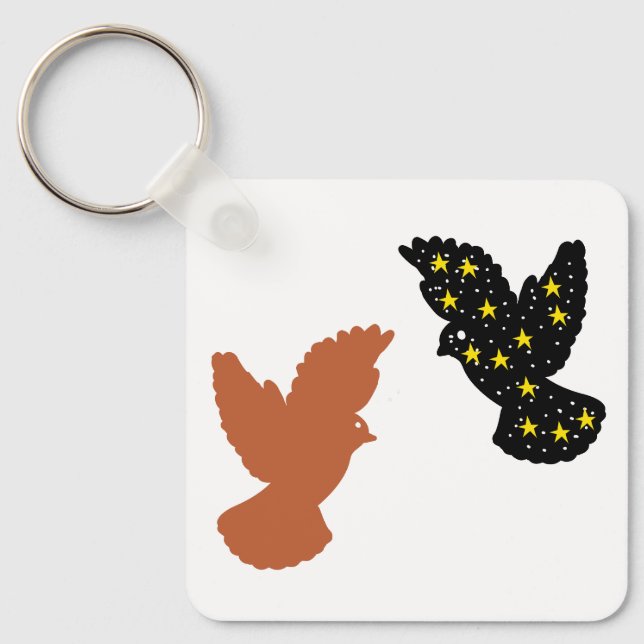 Porte-clés Birds Keychain – Twin Crest Silhouette Design (Recto)