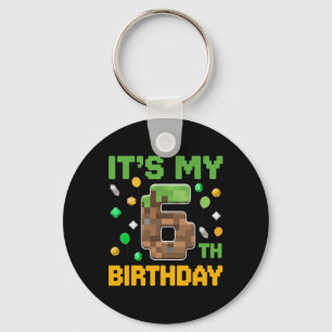 Porte-clés Birthday Boy Kids It's My 6th Birthday Gamer Pixel