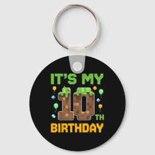 Porte-clés Birthday Boy Son 10e Anniversaire Gamer Pixel Numb