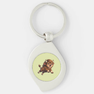 Porte-clés Bison Adorable Jouant avec Joie