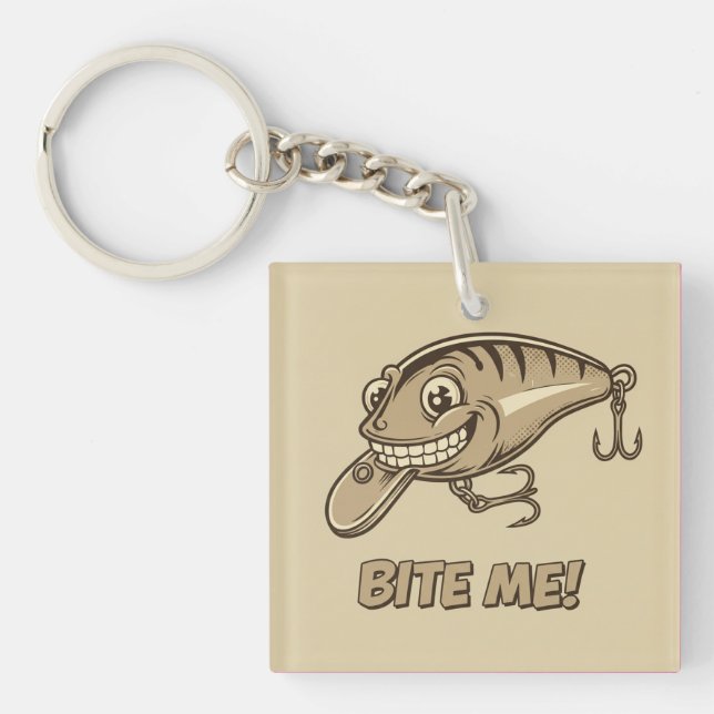 Porte-clés Bite-Moi ! Porte - clé acrylique de leurres de pêc (Devant)