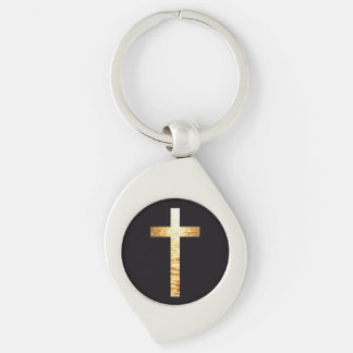 Porte-clés Black and gold simplistic Cross Metal Keychain