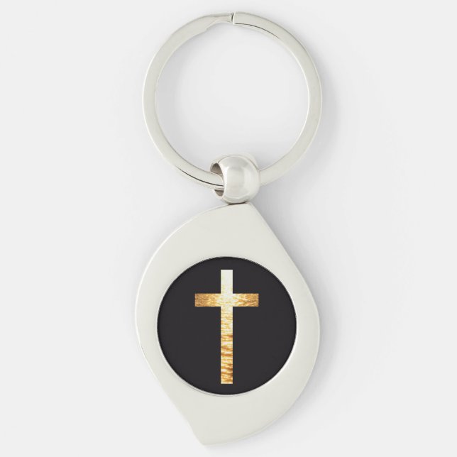 Porte-clés Black and gold simplistic Cross Metal Keychain (Devant)