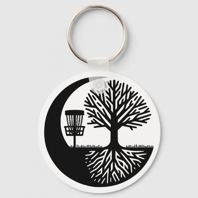 Porte-clés Black and White Disc Golf Silhouette  (Recto)