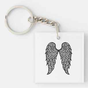 Porte-clés Black and White Lace Archangel Wings – Elegant Ang
