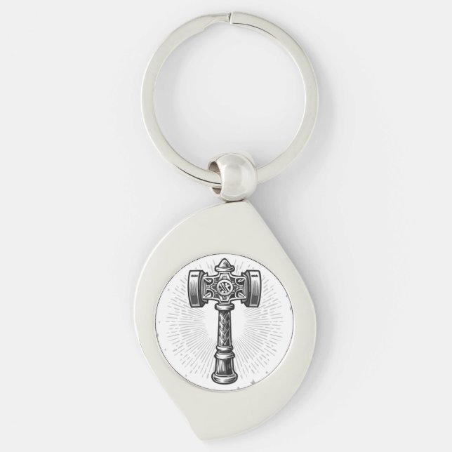 Porte-clés Black and white Thor's Hammer Mjolnir (Devant)