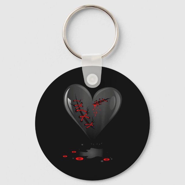 Porte-clés Black Bleeding Cut Open Broken Heart Goth Valentin (Recto)