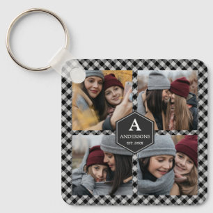 Porte-clés Black Buffalo Plaid Lumberjack Photo Collage