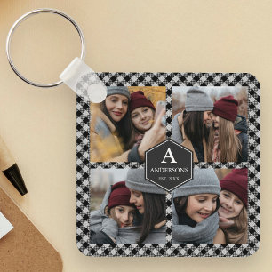 Porte-clés Black Buffalo Plaid Lumberjack Photo Collage