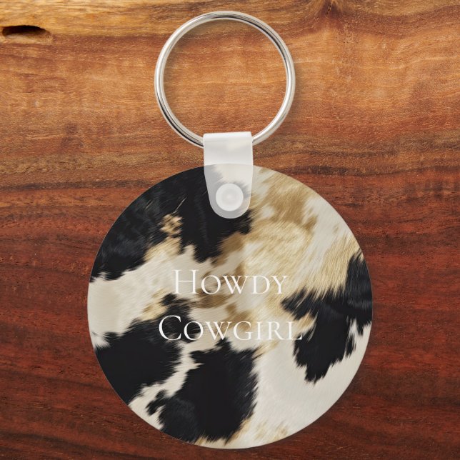 Porte-clés Black Cream Gold Western Cowhide (Recto)