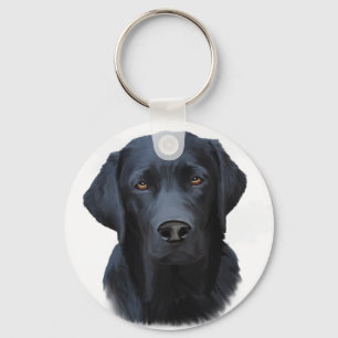 Porte-clés Black Labrador Dog Water Couleur Art Peinture