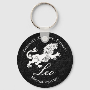 Porte-clés Black Leo Zodiac Personnalité Vintage Astro Person