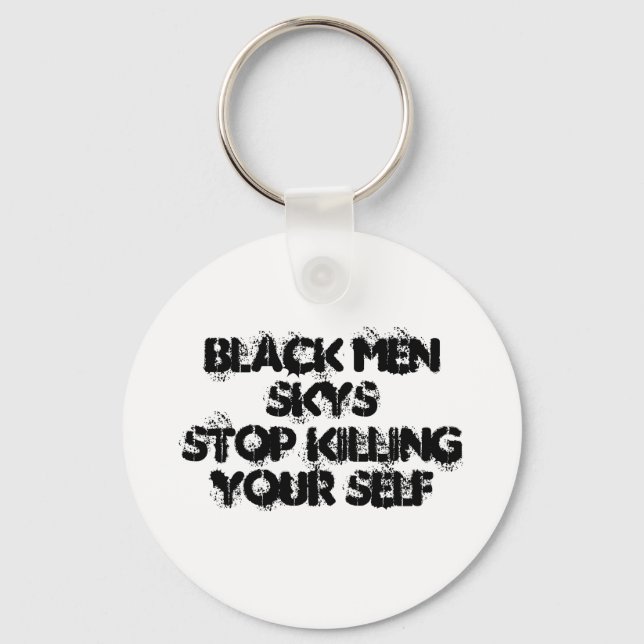 Porte-clés black menskys arrêter de vous tuer vous-même (Recto)