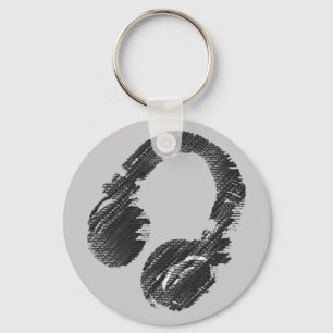 Porte-clés black music deejay headphone