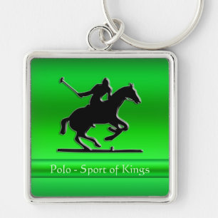 Porte-clés Black Polo Pony et Rider sur le chrome vert