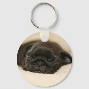 Porte-clés Black Pug Puppy Sleeping