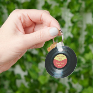 Porte-clés Black Vinyl Music Rouge et Jaune Clavier