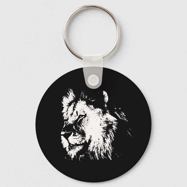 Porte-clés Black White Lion - Animal Pop Art (Recto)