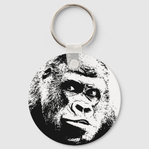 Porte-clés Black White Pop Art Gorilla