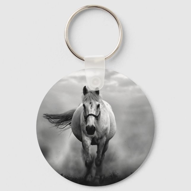 Porte-clés Black White Runse Horse Freedom (Recto)