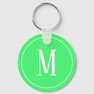 Porte-clés Blanc de monogramme sur le porte - clé vert clair