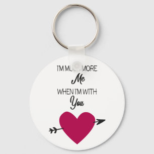 Porte-clés Blanc romantique élégant avec cœur rose