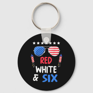 Porte-clés Blanc Rouge Et Six Ans 4 juillet Indepen