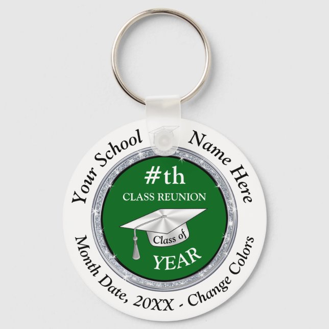 Porte-clés Blanc Vert Personnalisé, Classe Idées Cadeaux Réun (Recto)