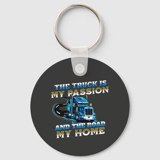 Porte-clés Bleu Camion Speed Road Passion Home Conception du  (Recto)