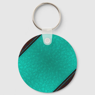 Porte-clés Bleu coloré pointillé Diagonale en cuir