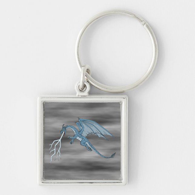 Porte-clés Bleu Dragon cracher la foudre (Devant)