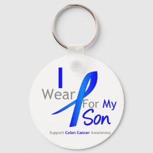 Porte-clés Bleu d'usage du cancer du colon I pour mon fils