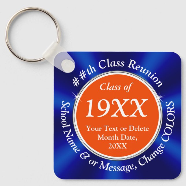 Porte-clés Bleu et orange pas cher, Classe Reunion Idées cade (Recto)