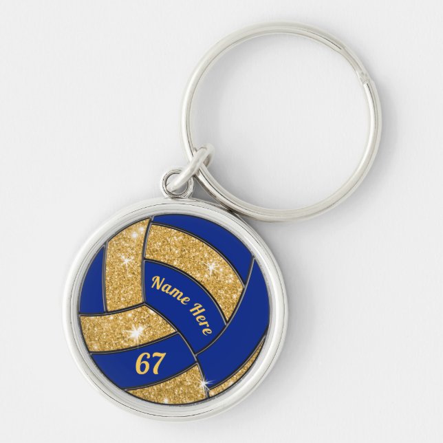 Porte-clés Bleu et porte - clés de volleyball personnalisés (Devant)